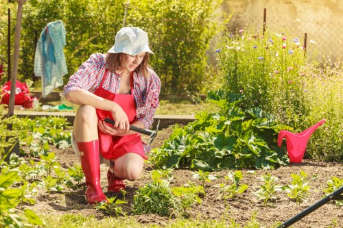 Professional gardeners in Coombe maintaining borders and planting